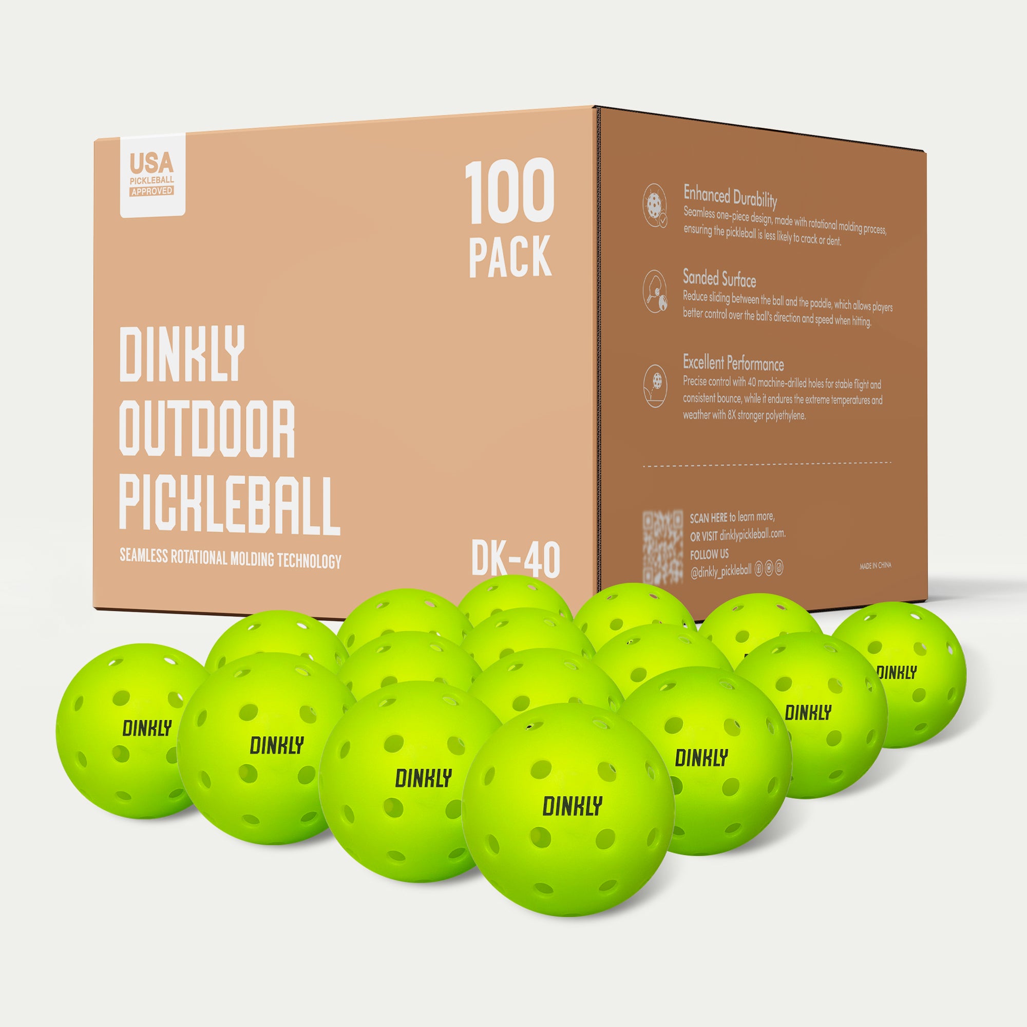 Green Hybrid Pickleballs - Set of 100