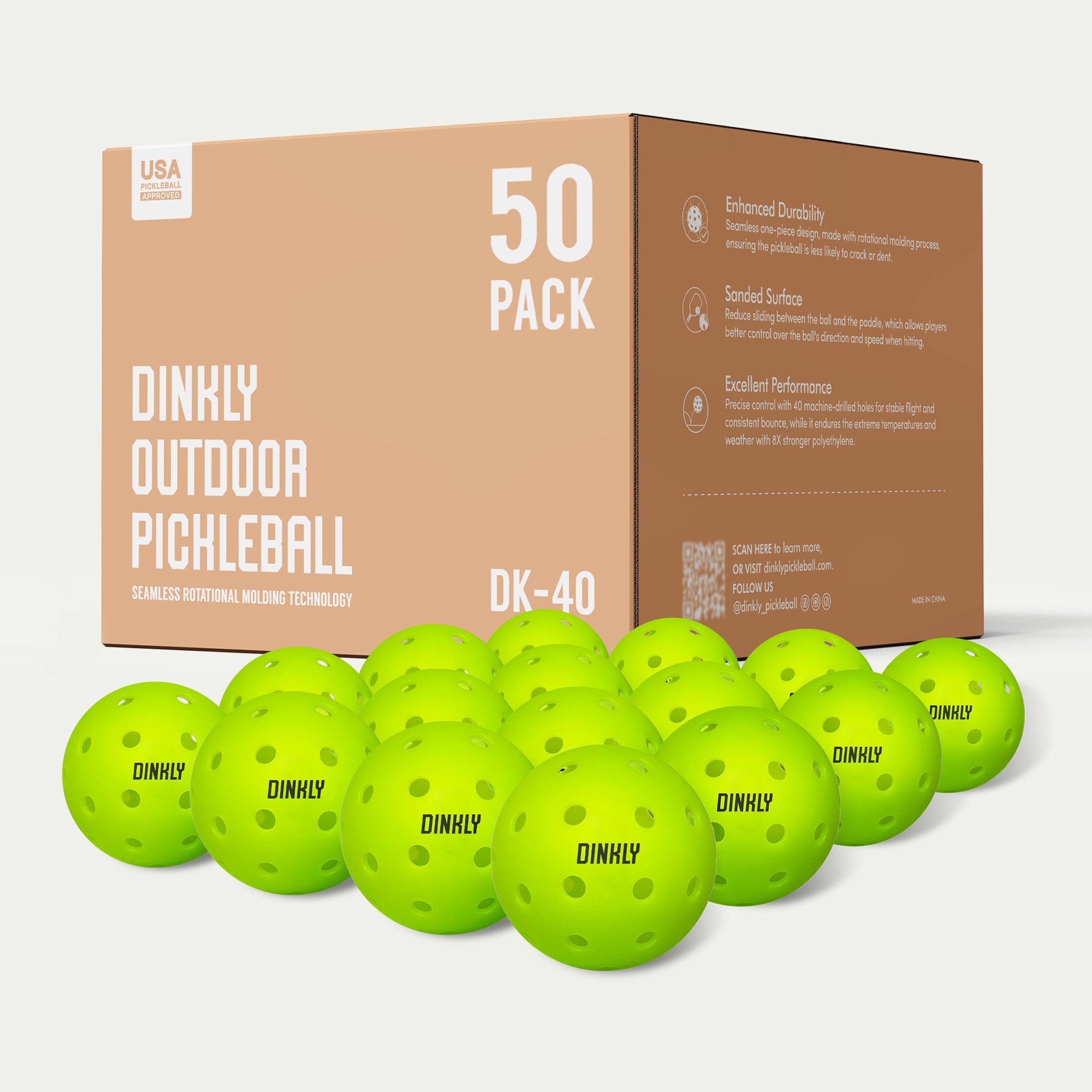 Green Hybrid Pickleballs - Set of 50