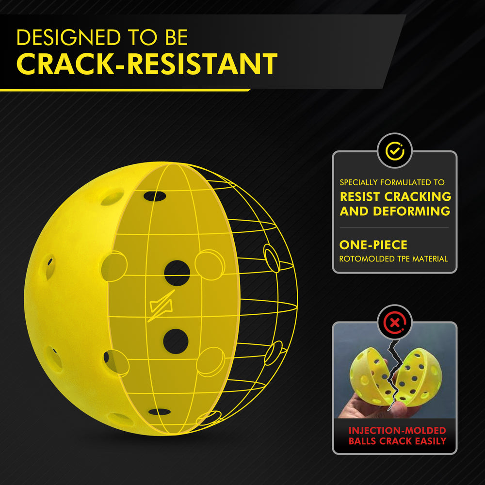 Yellow Hybrid Pickleballs - Set of 4
