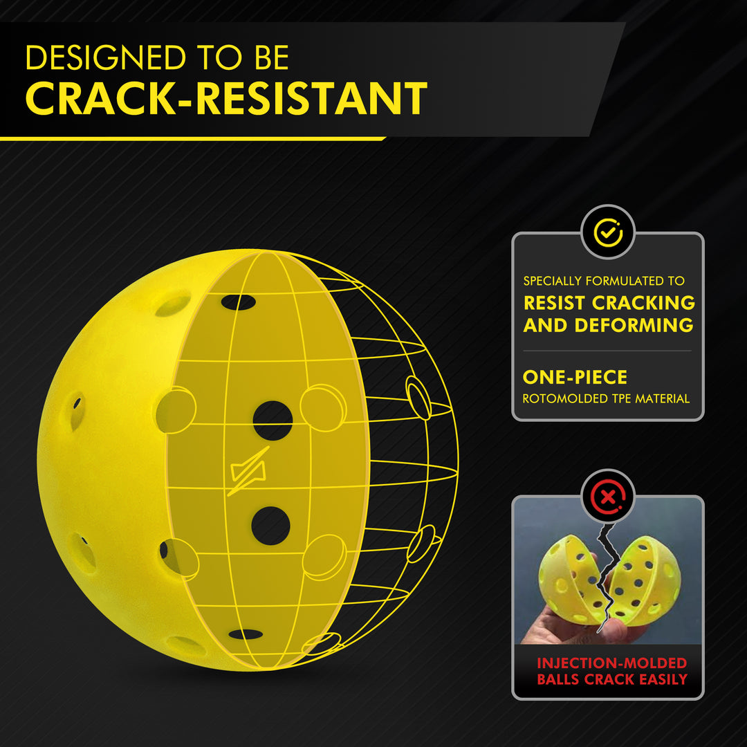 Yellow Hybrid Pickleballs - Set of 4