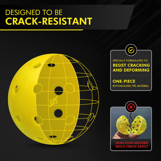 Yellow Hybrid Pickleballs - Set of 4